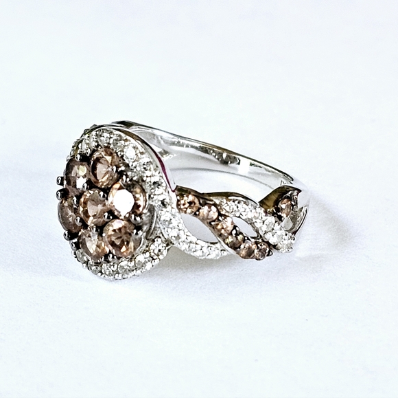 Genuine Brown Andalusite & Zircon 💍 Platinum over Sterling Silver. Sz 5! NEW - Picture 5 of 12